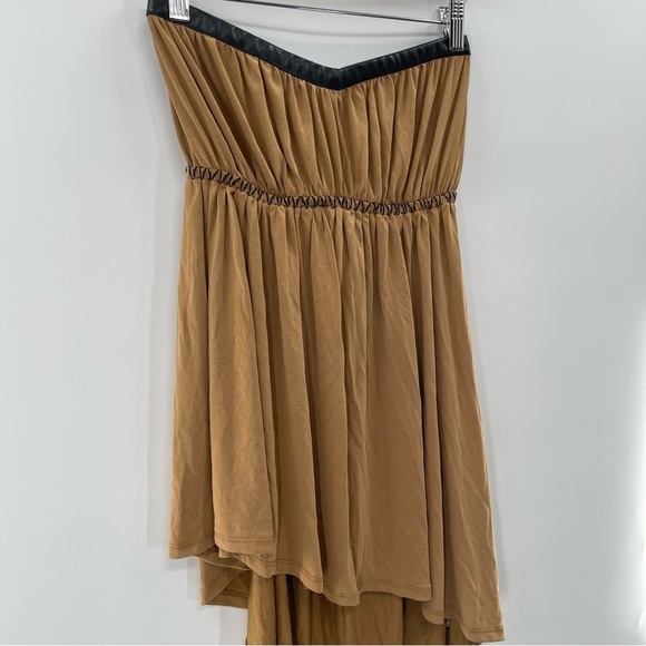 NWT Free People Grunge Strapless Asymmetrical Fairy Goblincore Faux Leather Top - Picture 2 of 12